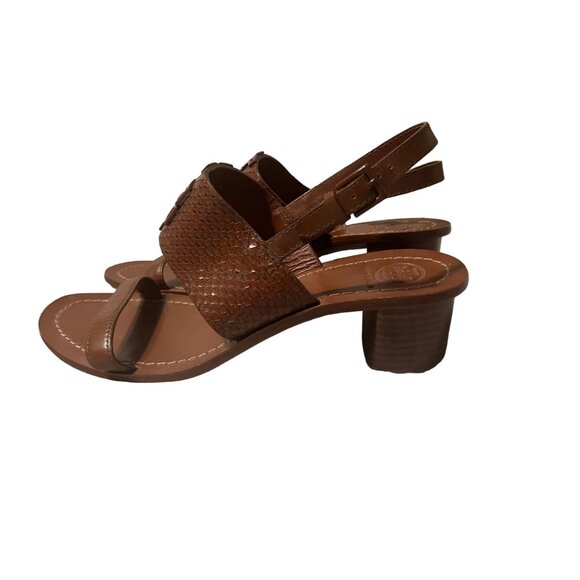 Tory Burch Heeled Open Toe Sandals Women's Size 9.5 M Leather Sole Leather Upper - Picture 4 of 10